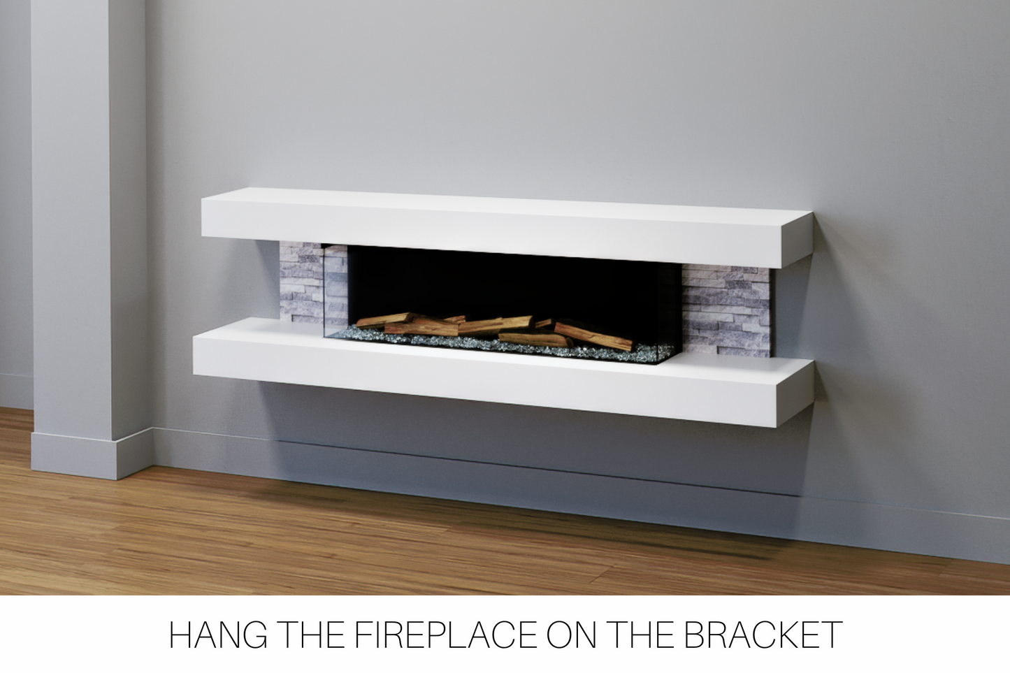 Vegas 72 - Wall-Mounted Electric Fire (Black, Grey Stone)